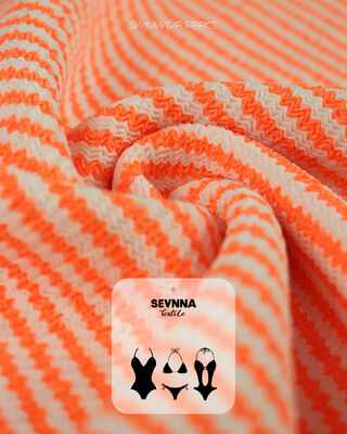 Premium Textured Swim Fabric with 95% Recycled Polyester + 5% Spandex, 280gsm Weight, and High Breathability for Swimwear