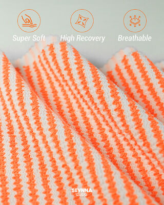 Premium Textured Swim Fabric with 95% Recycled Polyester + 5% Spandex, 280gsm Weight, and High Breathability for Swimwear